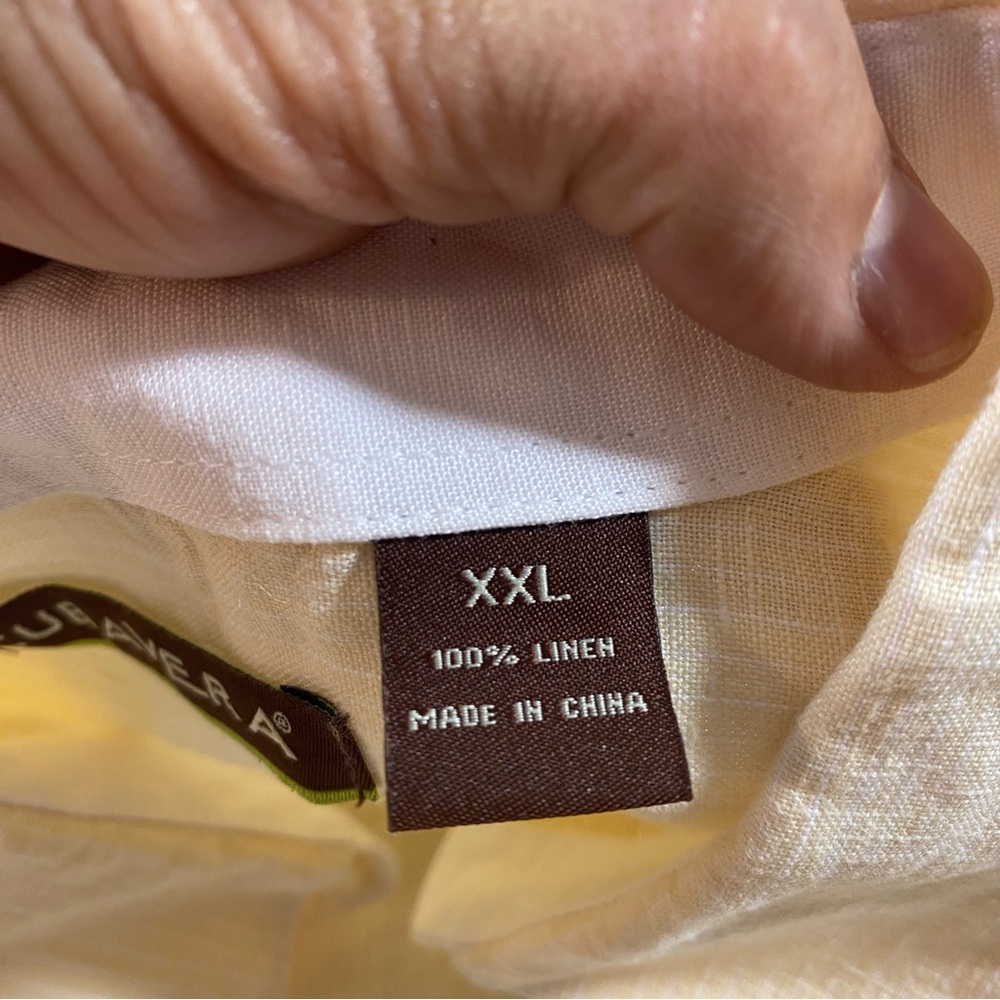 Cubavera Shirt linen Men button down short sleeve Light Tan Summer Beach Natural - Picture 8 of 15